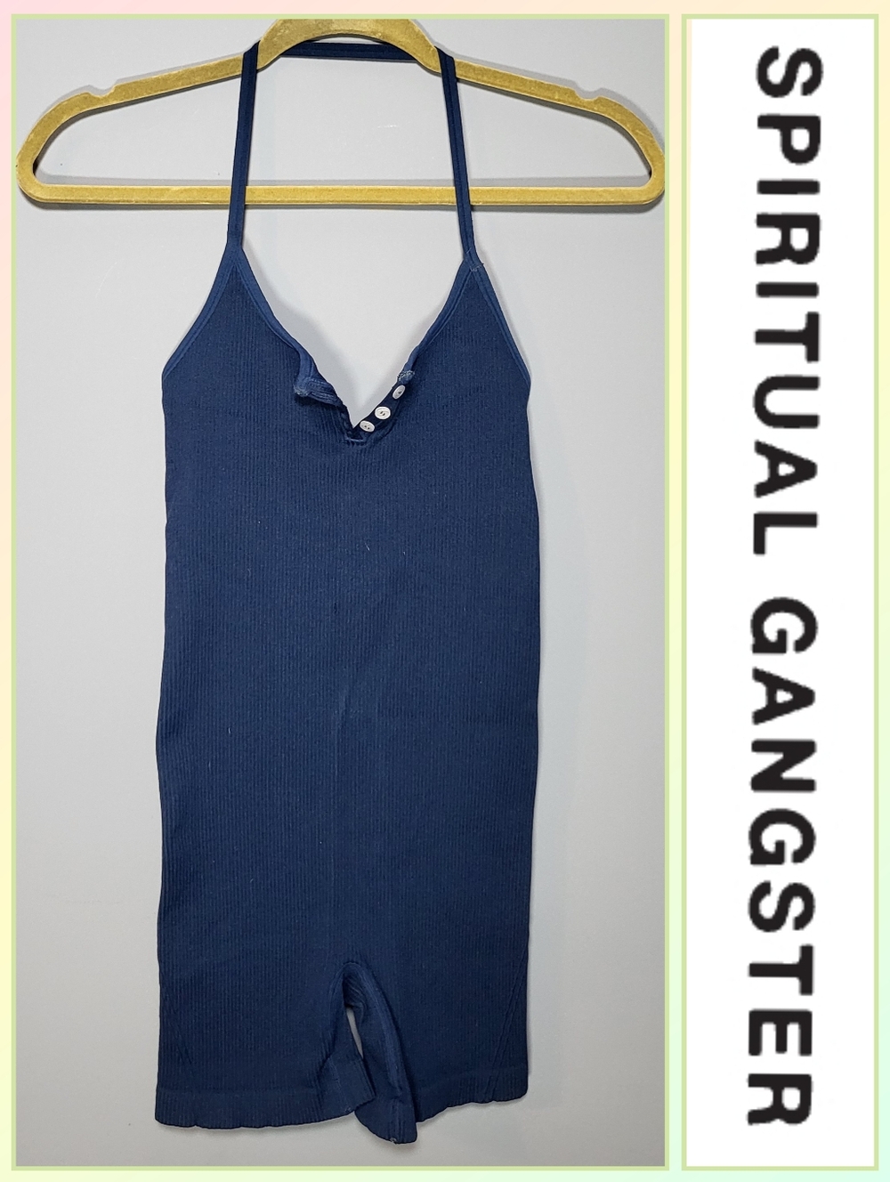 Spiritual Gangster Size XS/S Athleisure Workout Romper Ribbed Halter Top